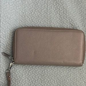 Dante Elegant Brown/Taupe Leather wristband Clutch/Large Wallet